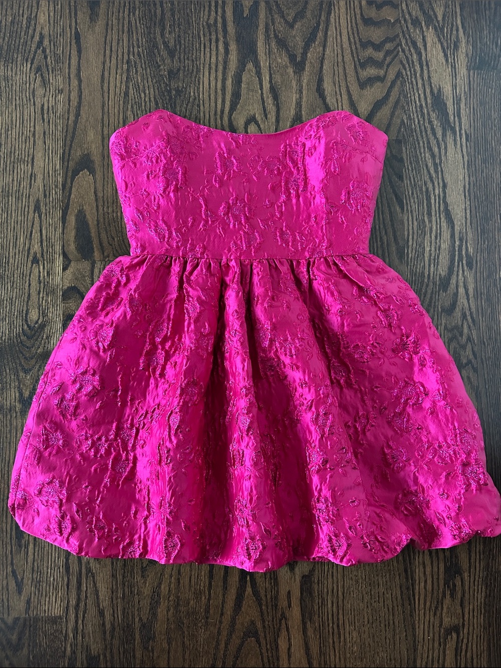 Amanda Uprichard Women’s Fuchsia Strapless Floral Jacquard Party Dress